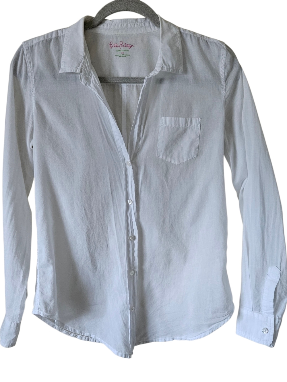 Lilly Pulitzer Button Down Shirt Womens XS White  100% Cotton Long Sleeve